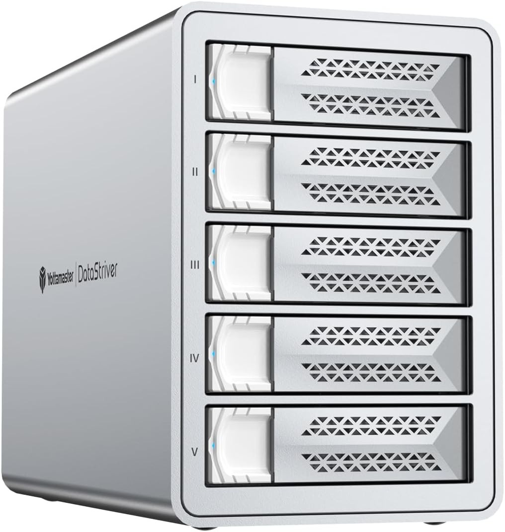 5 Bay TypeC Hard Drive Enclosure Daisy Chain Aluminum For 2.5/3.5" SATA SSD HDDs