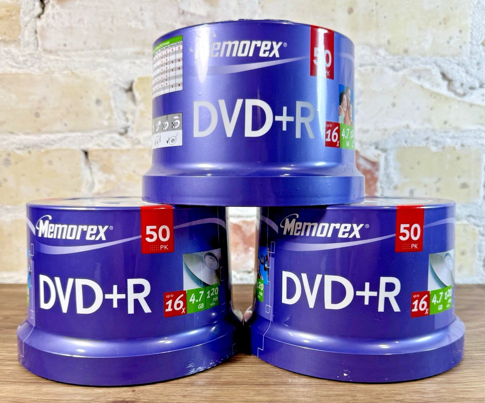 Memorex DVD+R Blank Discs Lot 150 Total 3x50 Packs 4.7GB 16x Recordable Sealed