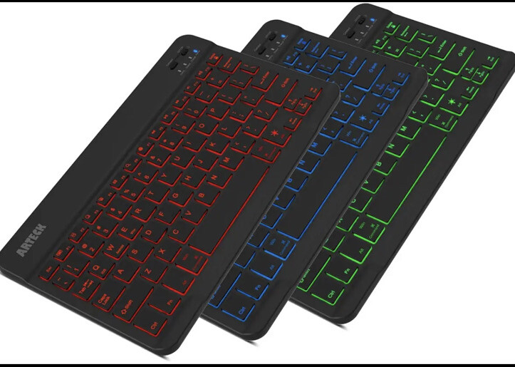 Arteck HB030B Universal Slim Portable Wireless Bluetooth Colors Backlit Keyboard