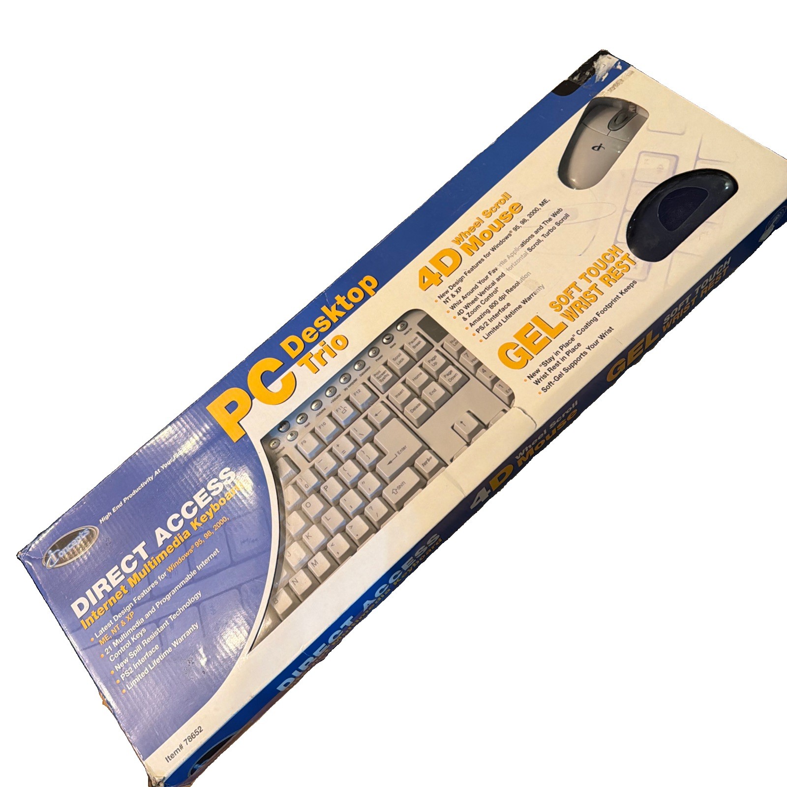 Vtg New IConcepts Direct Access Internet Multimedia Keyboard PC Trio Mouse & Pad