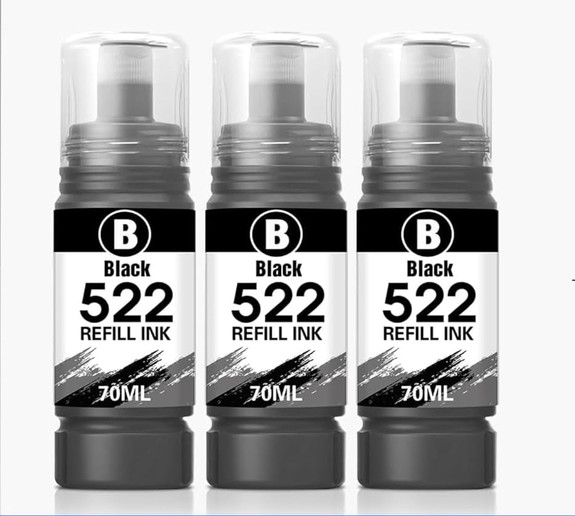 FASTINK Replacement for Epson 522 Ink Refill Bottle Black 3 Pack Black NEW
