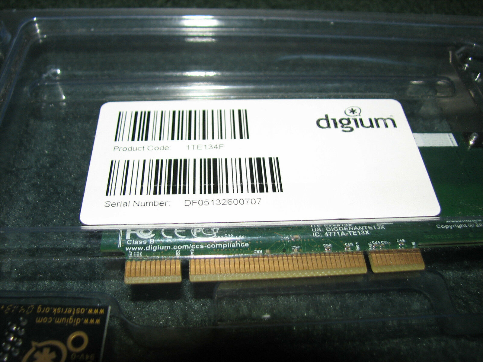 Digium 1TE134F TE134 Single Span T1/E1/J1/PRI PCI w Hardware Echo Cancellation