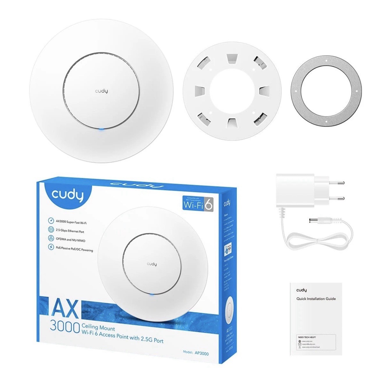 Cudy AP3000_P AX3000 Dual Band Ceiling Mount Wi-Fi6 Access Point Brand New