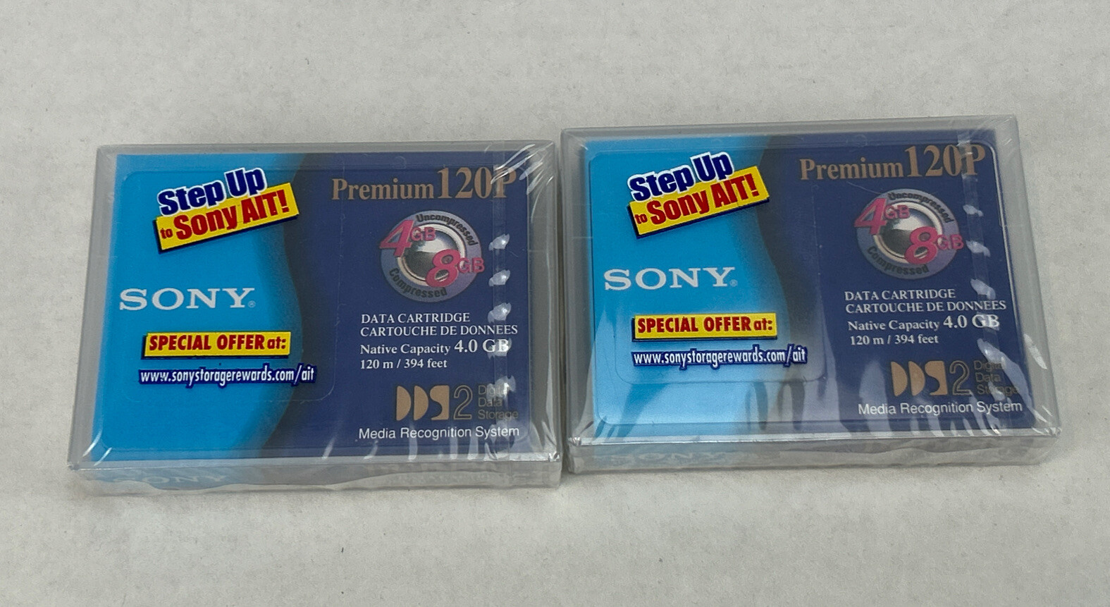 2 x Brand New Sealed Sony DGD120P DDS-2 4GB Data Cartridges