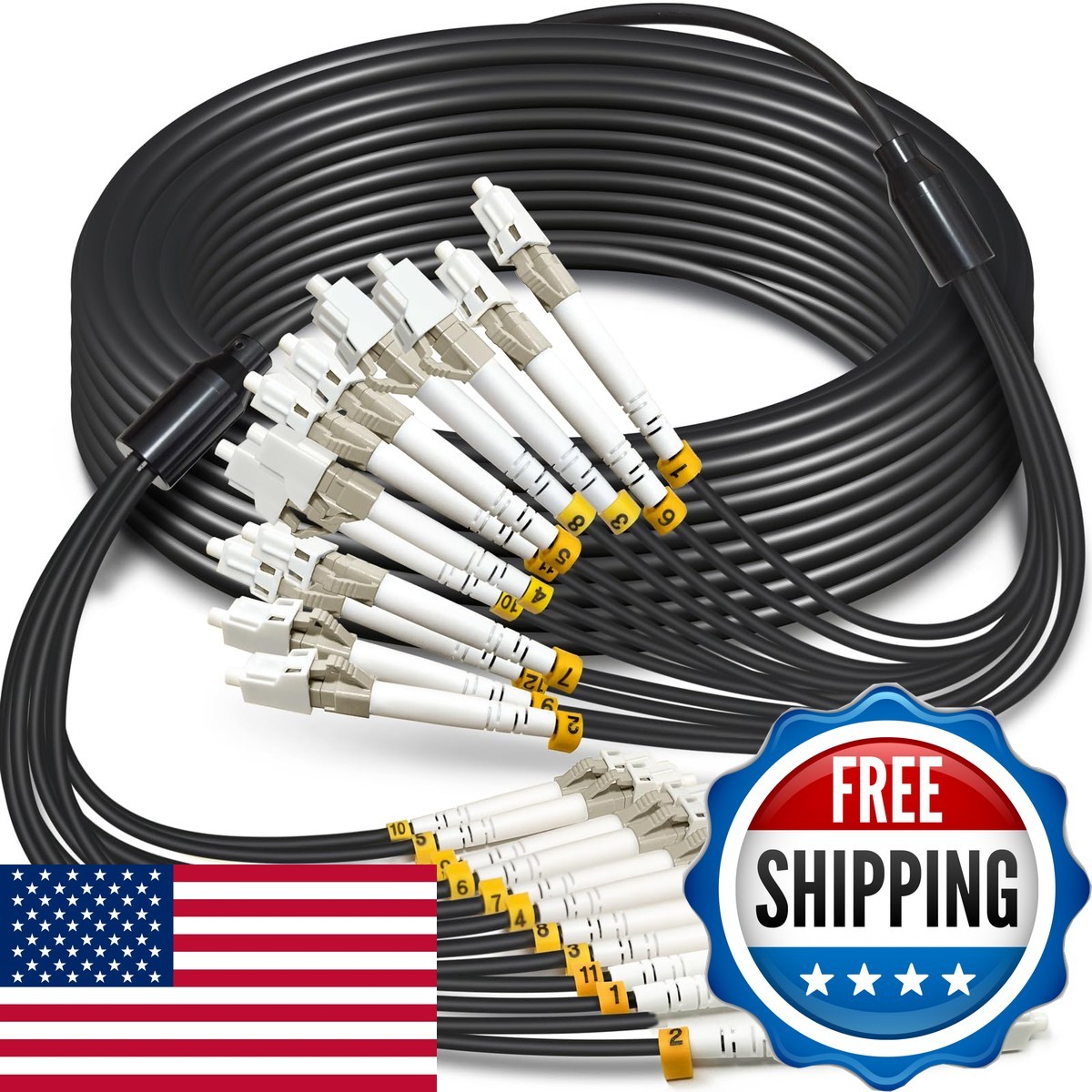 YUTIANHOME 10 Meters 12 Core OM3 Multimode Industrial TPU LC LC Outdoor Armored