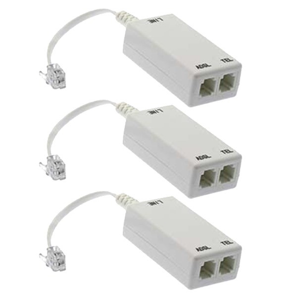 3x ADSL ADSL2 DSL Modem Telephone Phone Fax In-Line Splitter Filter Network RJ11