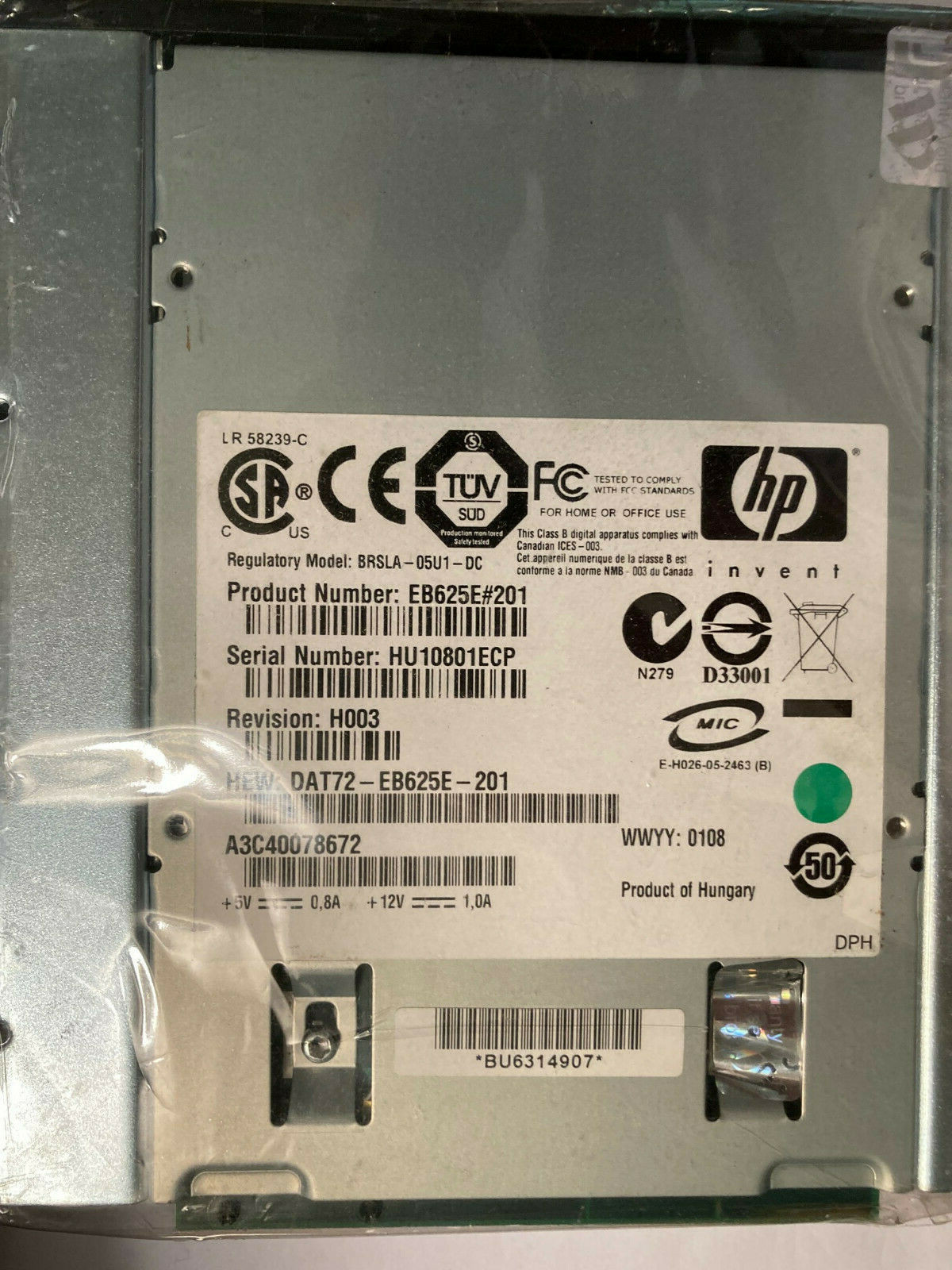 HP DW026A STORAGEWORKS DAT72 36/72GB INTERNAL USB DDS-5 DW026B EB625E#201 DDS5