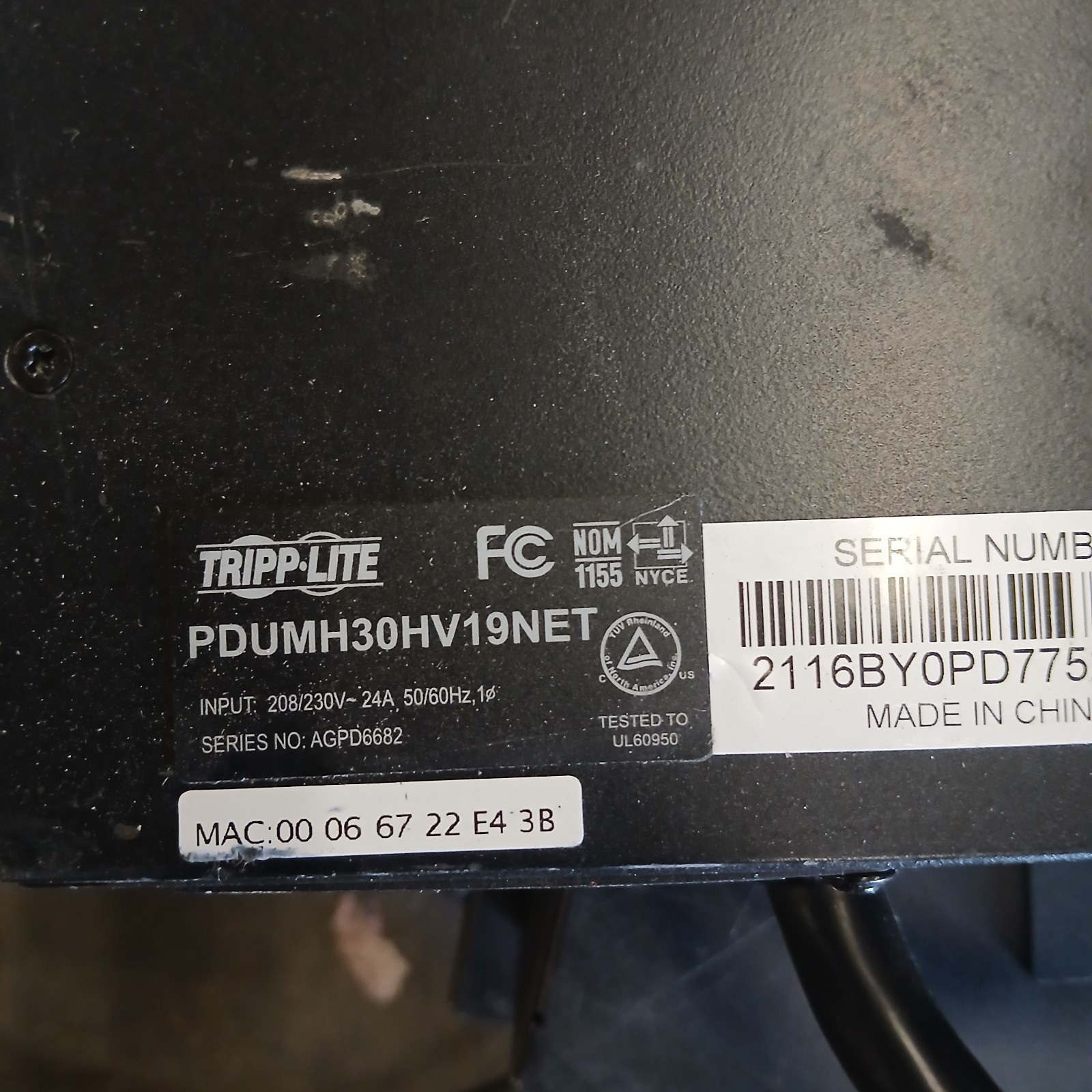 TRIPP-LITE, PDUMH30HV19NET 208/230V 24A 50/60Hz Monitored Switched PDU