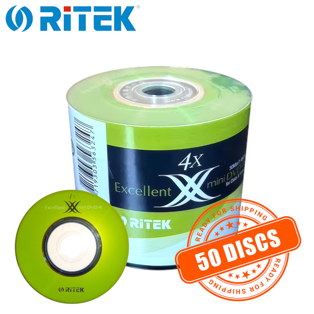 Ritek Mini DVD-R 4x 8cm 3" Mini 1.4 GB Blank DVD Recordable 1.4GB - 50 Discs