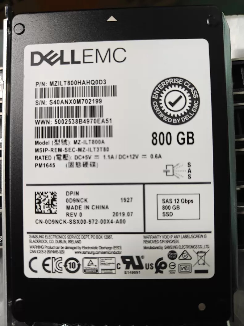 Samsung PM1645 800GB Dell version MZ-ILT800A SAS SSD 12Gbps MZILT800HAHQ0D3