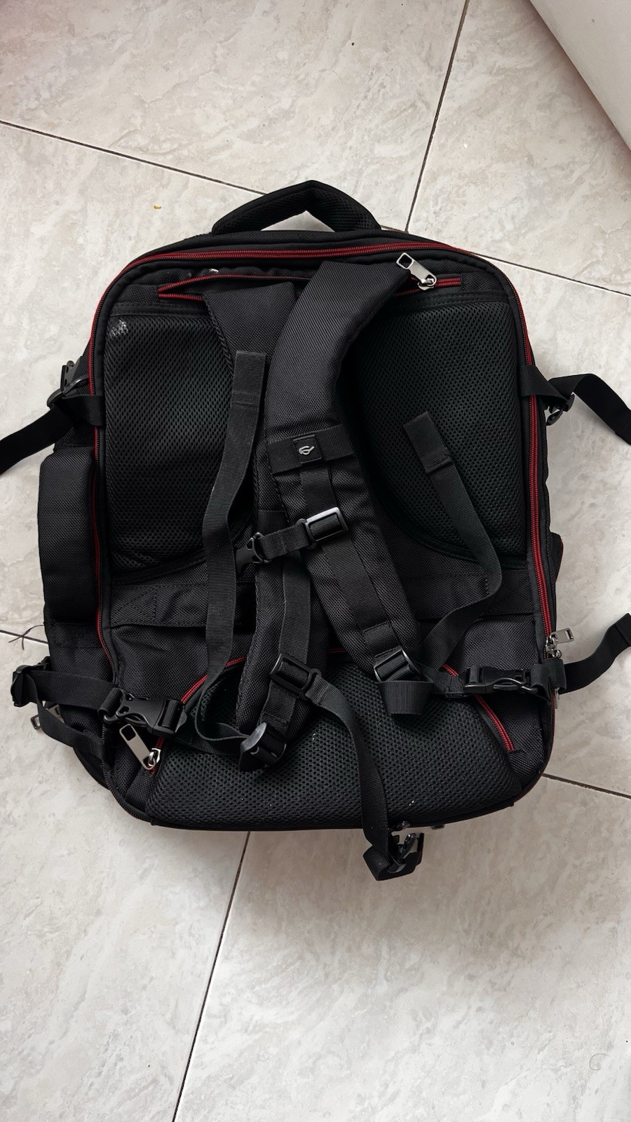 Mogplof Extra Large 55L Travel Laptop Backpack Black Red TSA Carry On
