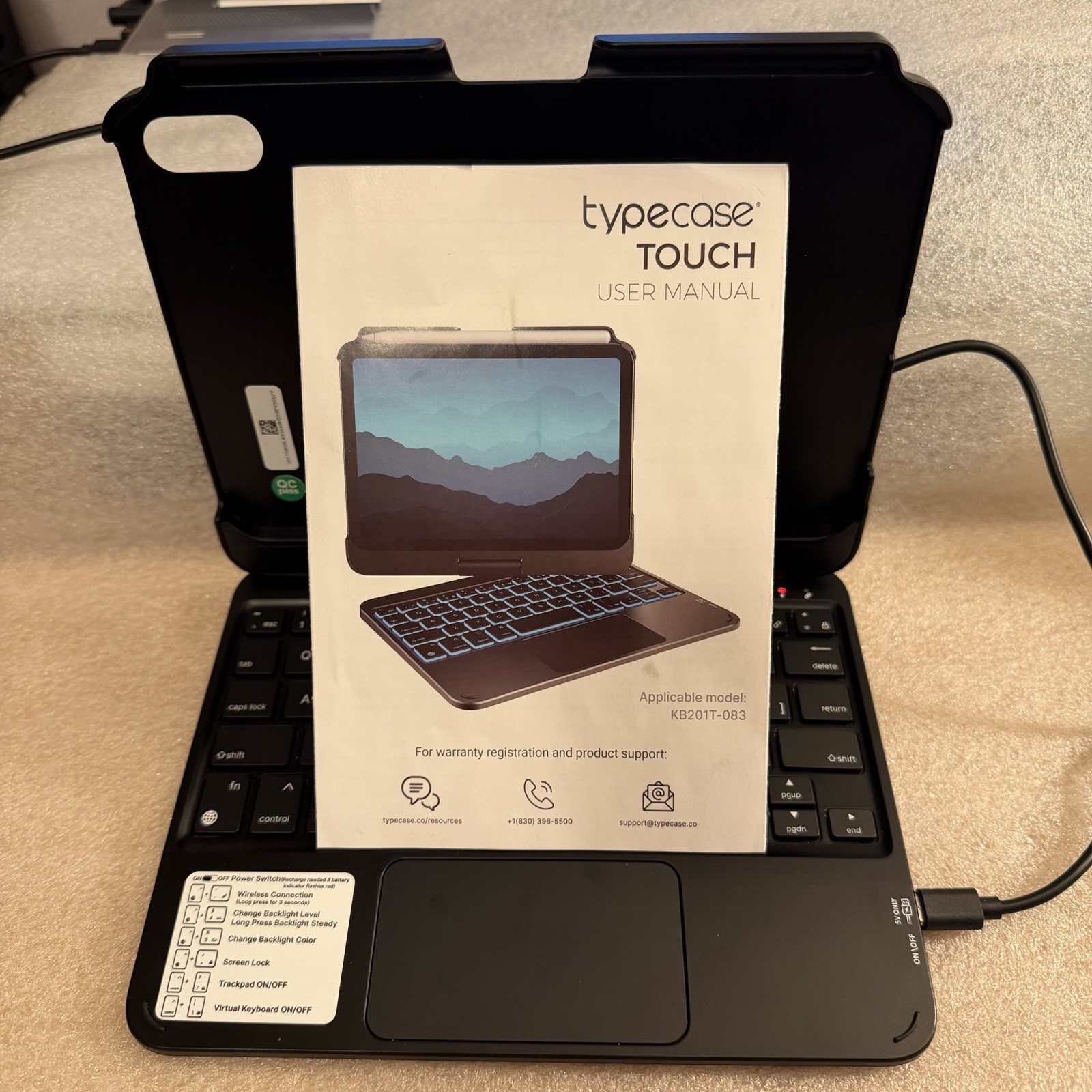 Typecase~ KB201T-083 VIDEO Keyboard Case, Touchpad, Reversible. Charger & Manual
