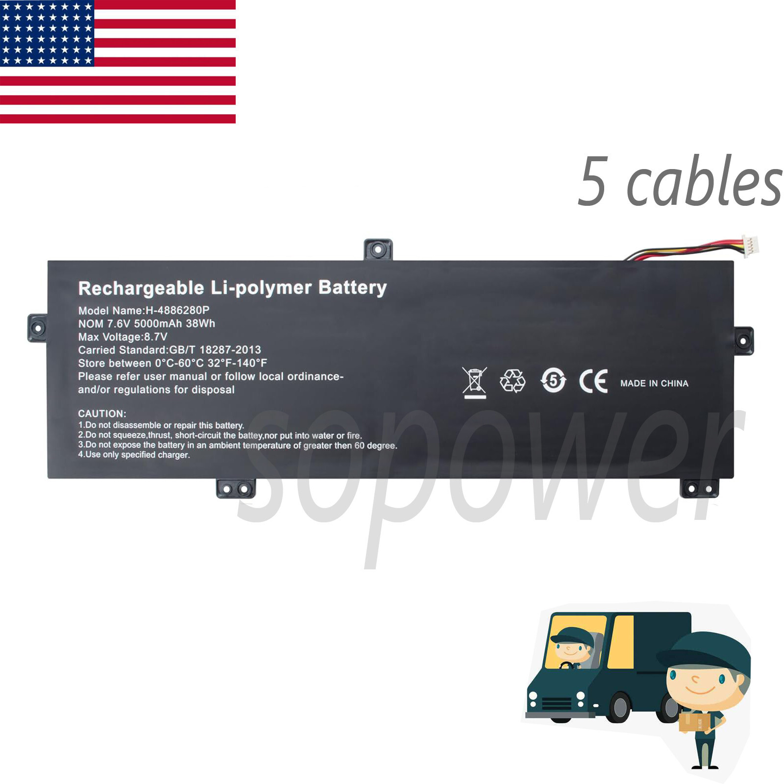 new 7.6V 5000mAh 38Wh GATEWAY for U3576127PV-2S1P U3576127PV battery 5000mAh