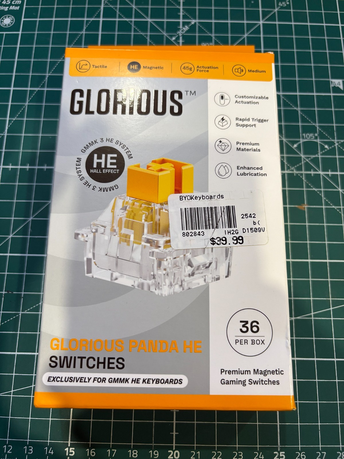 Glorious Panda HE Gaming Keyboard Switches - Tactile, Pre-Lubricated - 36pk, NIB