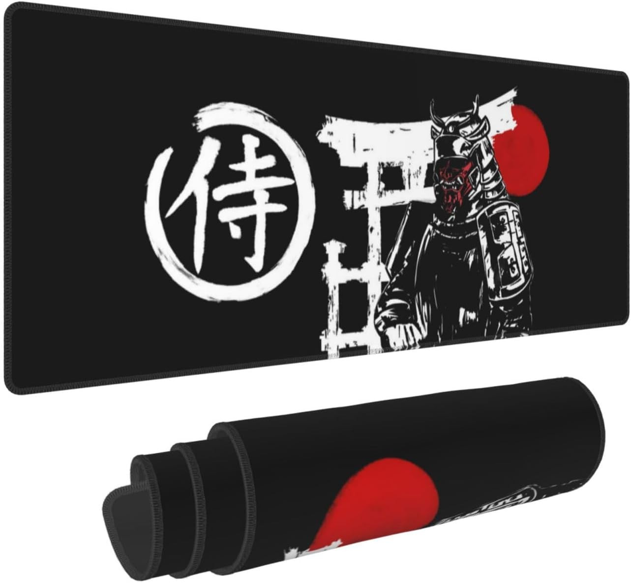 Japanese Samurai Red Sun Black Background Mouse Pad Long Extended XL Mousepad De