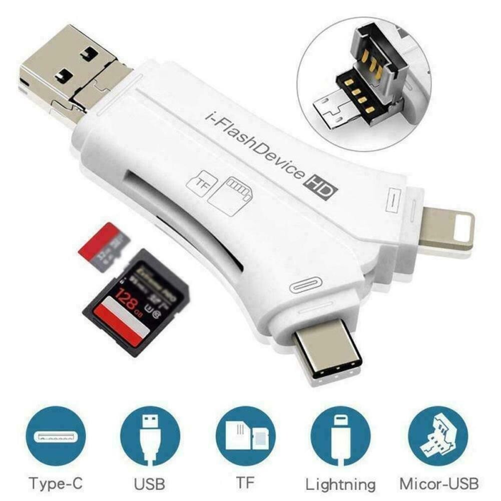 4in1 USB i-Flash Drive Micro SD/TF Card Reader Adapter For iPhone iPad Android