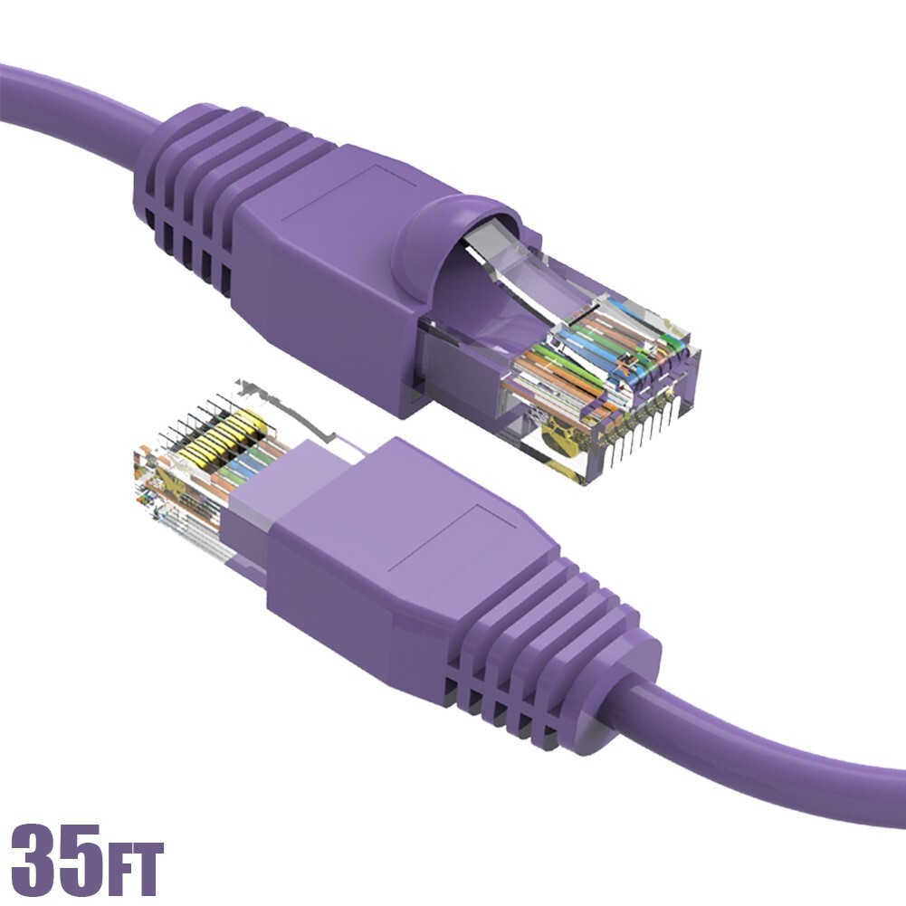 35FT Cat6A RJ45 Ethernet LAN Network Cable UTP Copper Wire Gold 24AWG Purple