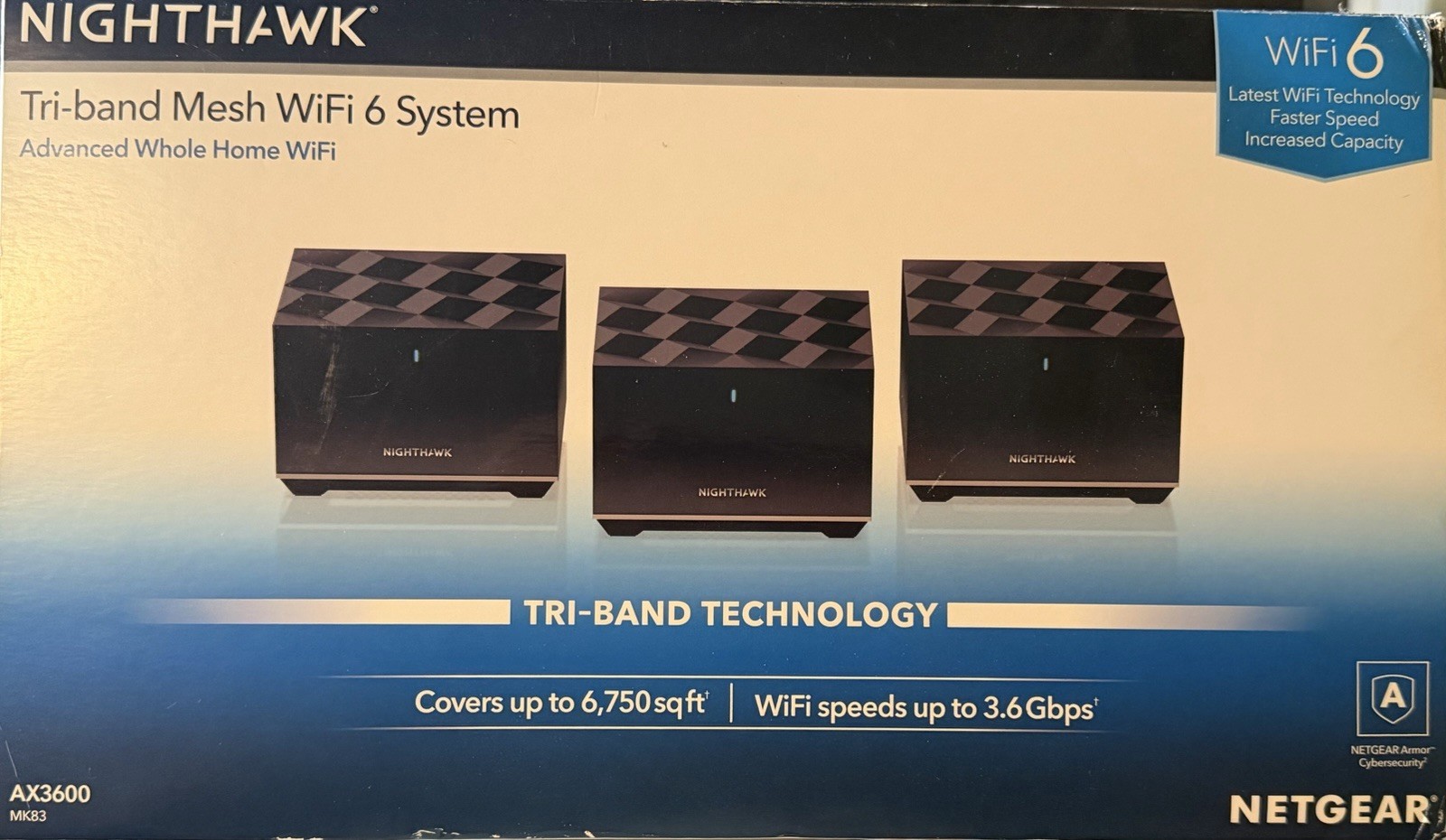 NETGEAR Nighthawk MK83-100NAS AX3600 Tri-Band Wi-Fi 6 Mesh System