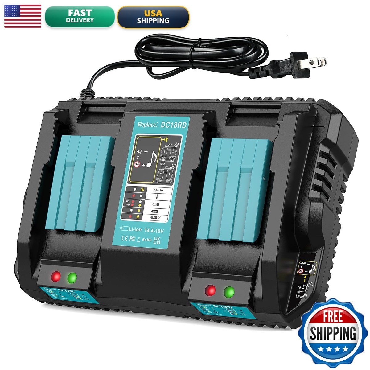 TeenPower 18V Rapid Dual Charger Replacement Makita 18V Battery Charger Station