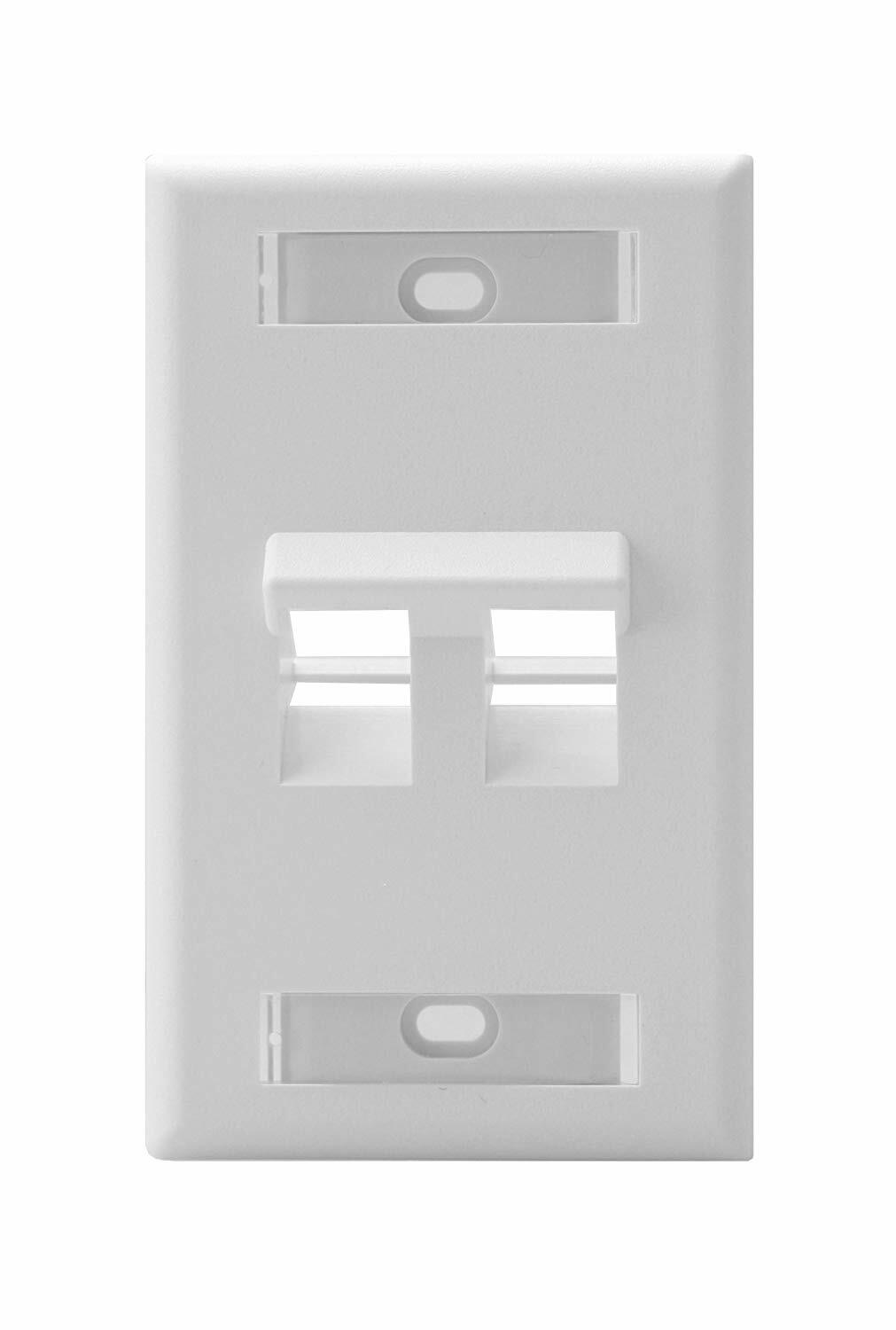 NEW Leviton 42081-2WS 2-Port Angled QuickPort Wallplate with ID Windows, White