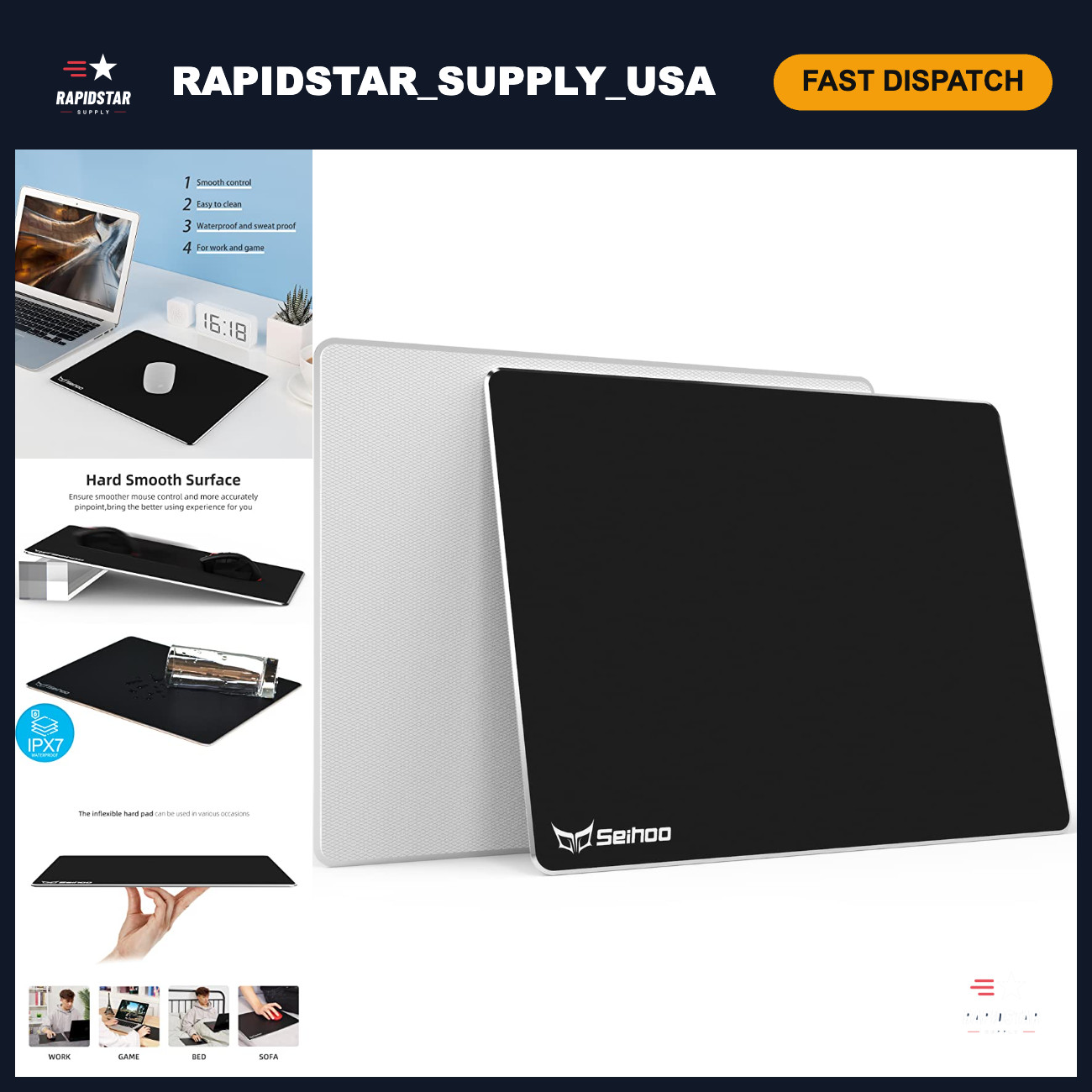 Premium Aluminum Mouse Pad - Double-Sided, Waterproof, Ultra Smooth for Gaming &