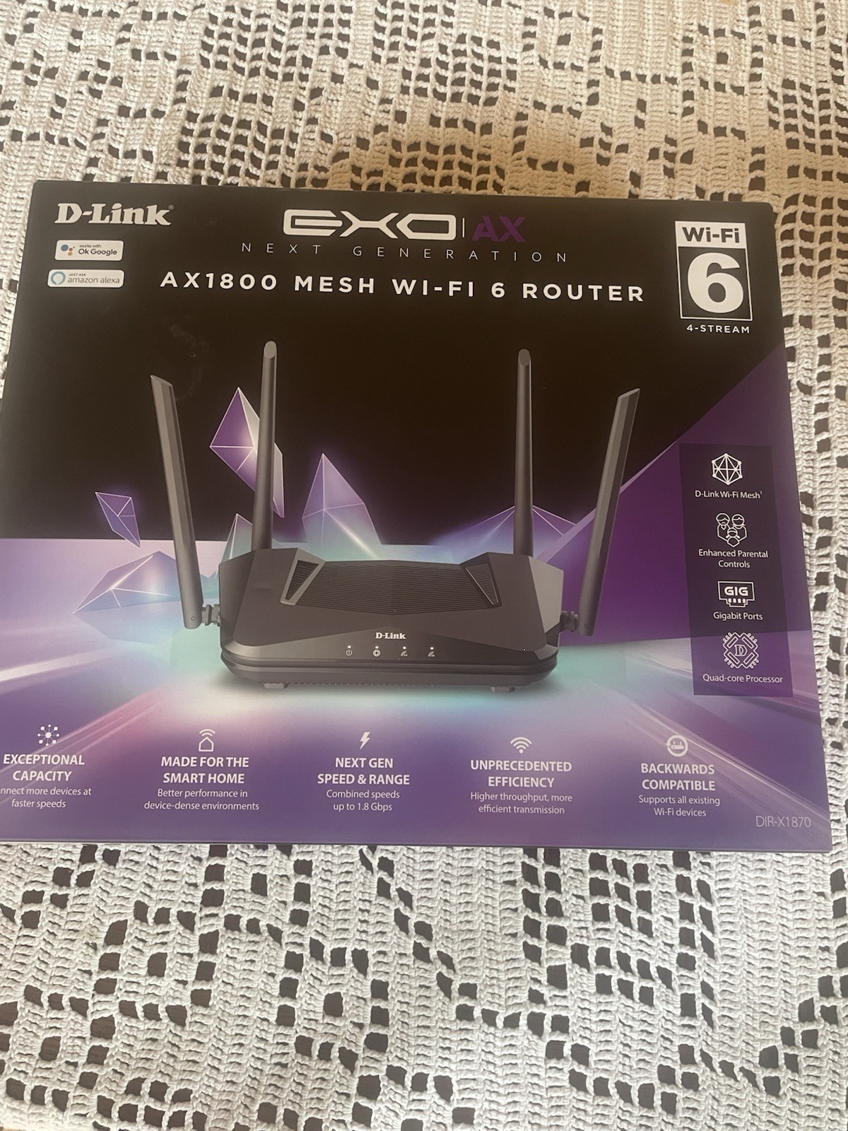 D-Link EXO AX1800 Mesh Wi-Fi 6 Router Wireless Dual Band Open Box