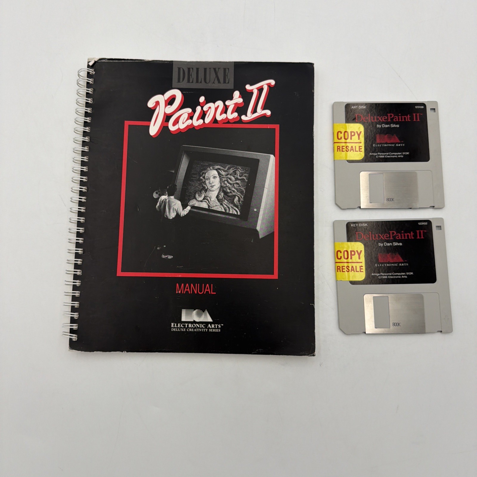 Deluxe Paint II v2.0 Commodore Amiga Manual Key & Art Disks EA Tested Working