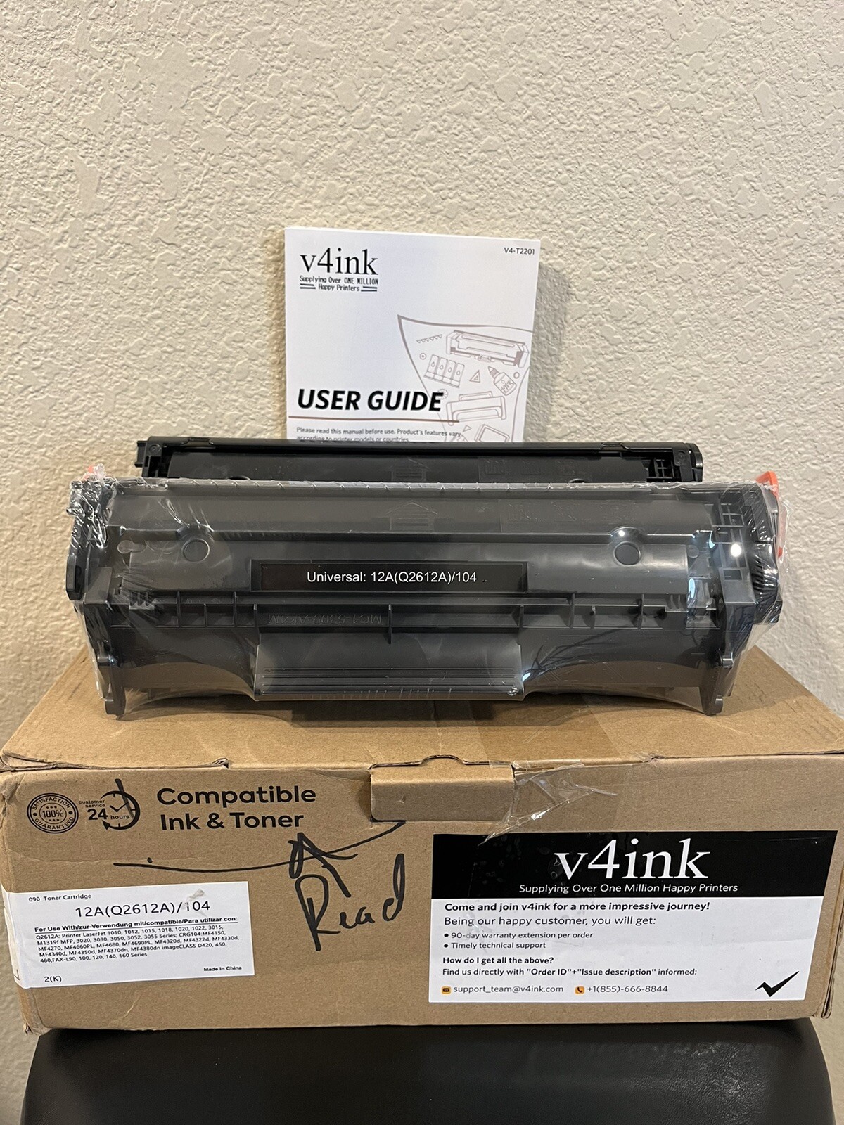 V4INK 2PK Compatible 12A Toner for HP Q2612A 1010 1012 3015 Canon D420 D450 D480