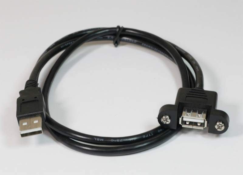 USB 2.0 Panel Mount Cable Single Port Bulkhead Male-Female 3FT