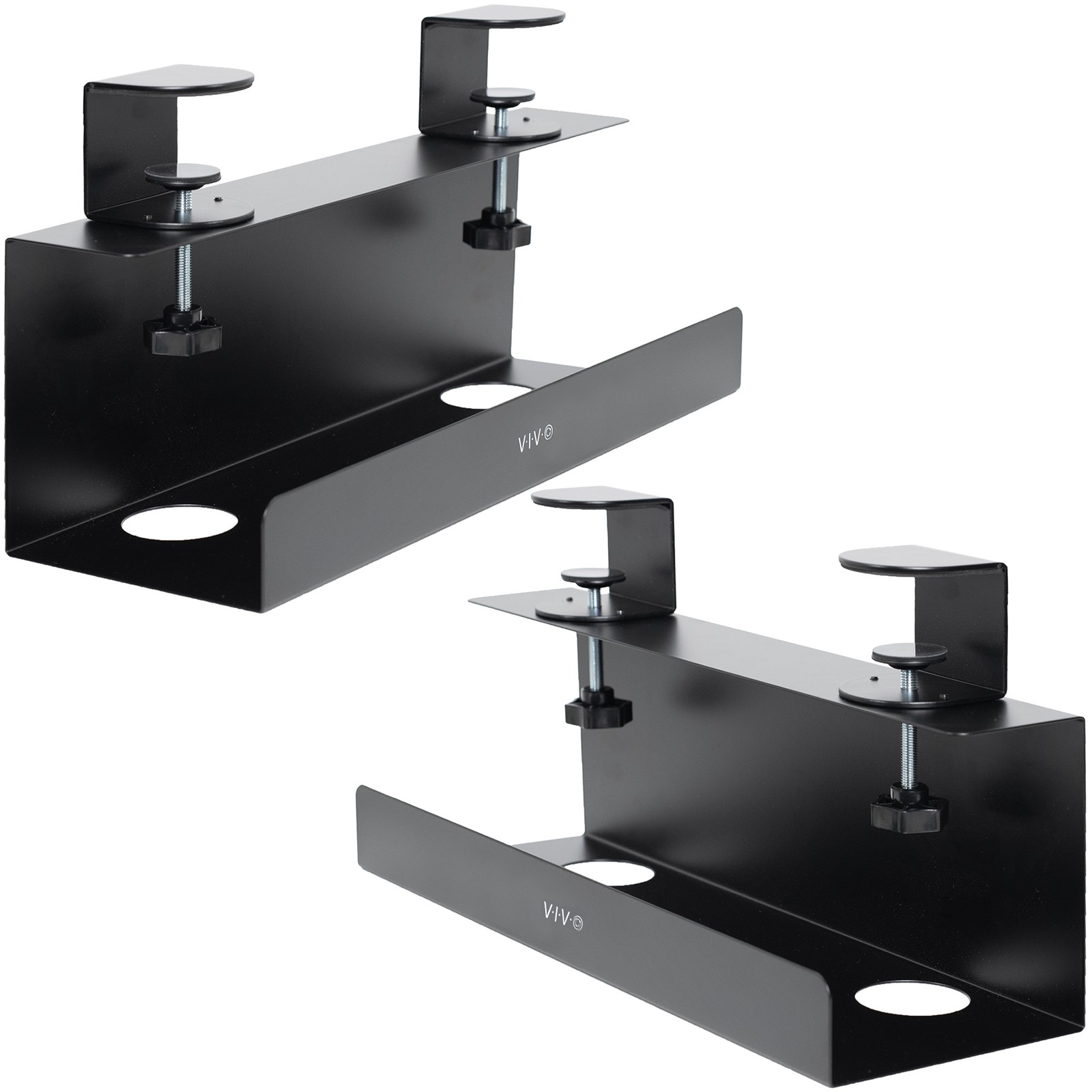 VIVO Black 17 inch Clamp-on Cable Management Power Strip Trays - 2 Pack