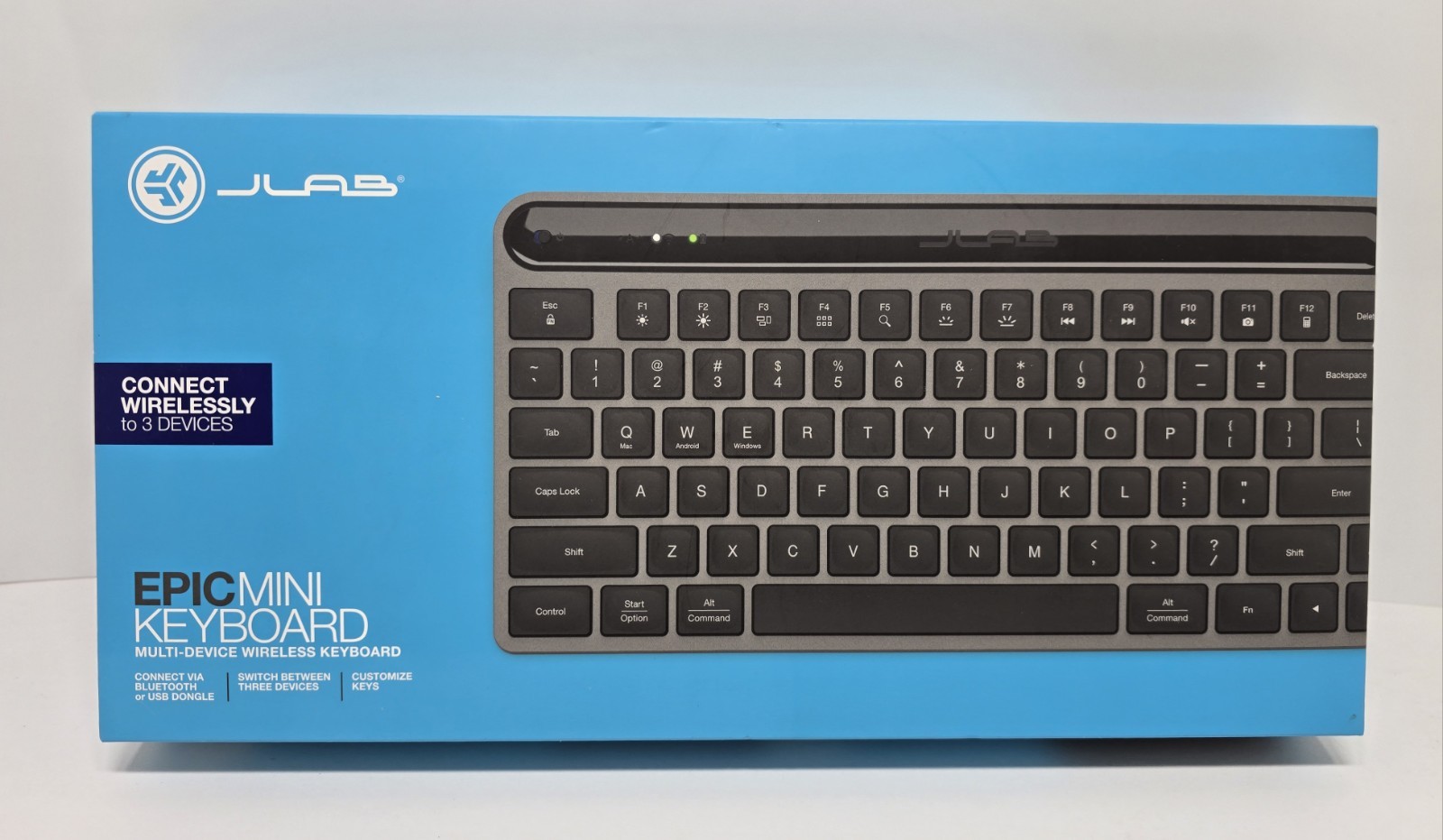 JLab Epic Mini Wireless Keyboard Compact Bluetooth Or Dongle Illuminated Keys