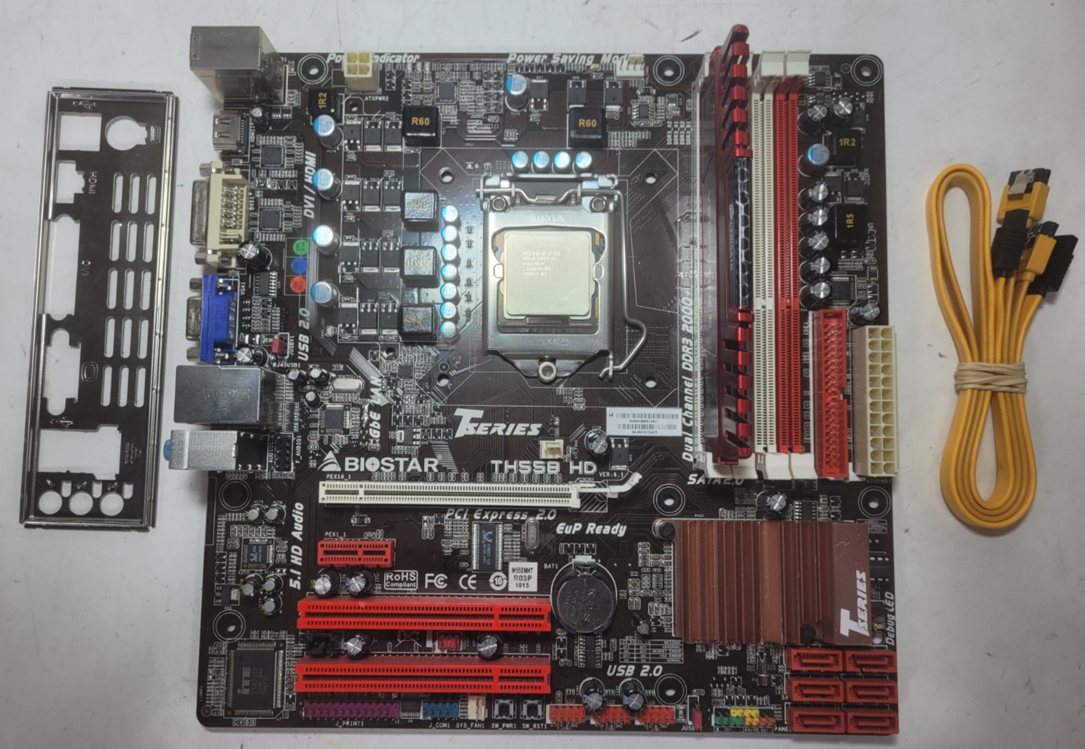 BIOSTAR TH55B HD Motherboard Core I3-530 8GB RAM, IO Shield # 2008