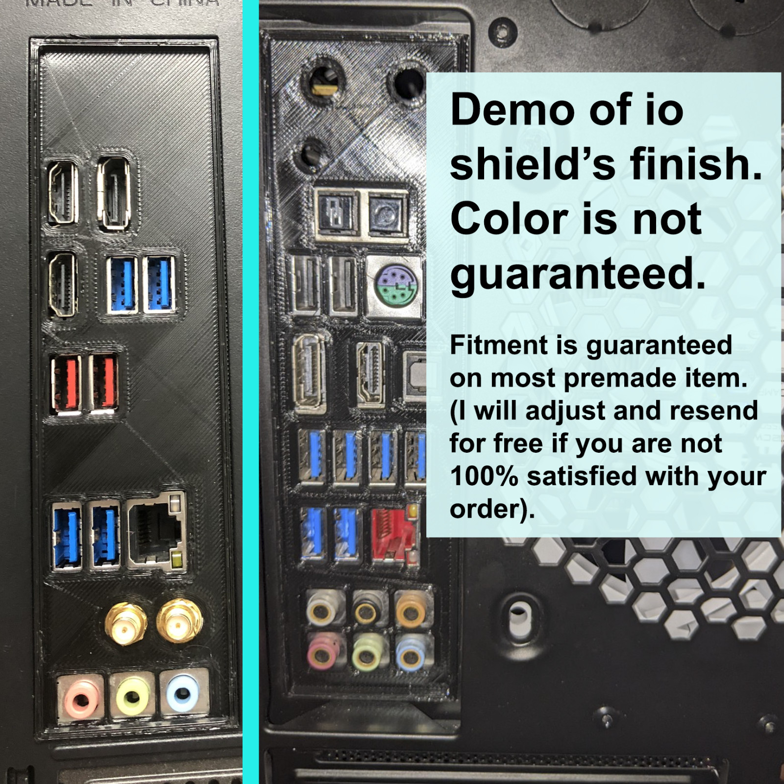 Custom Made IO Shield, 3D Printed, IO Backplate