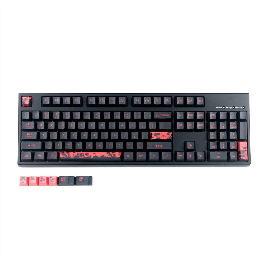 Black & Pink Flamingo Theme Keycap Set For Mechanical Gaming Keyboard Key Caps