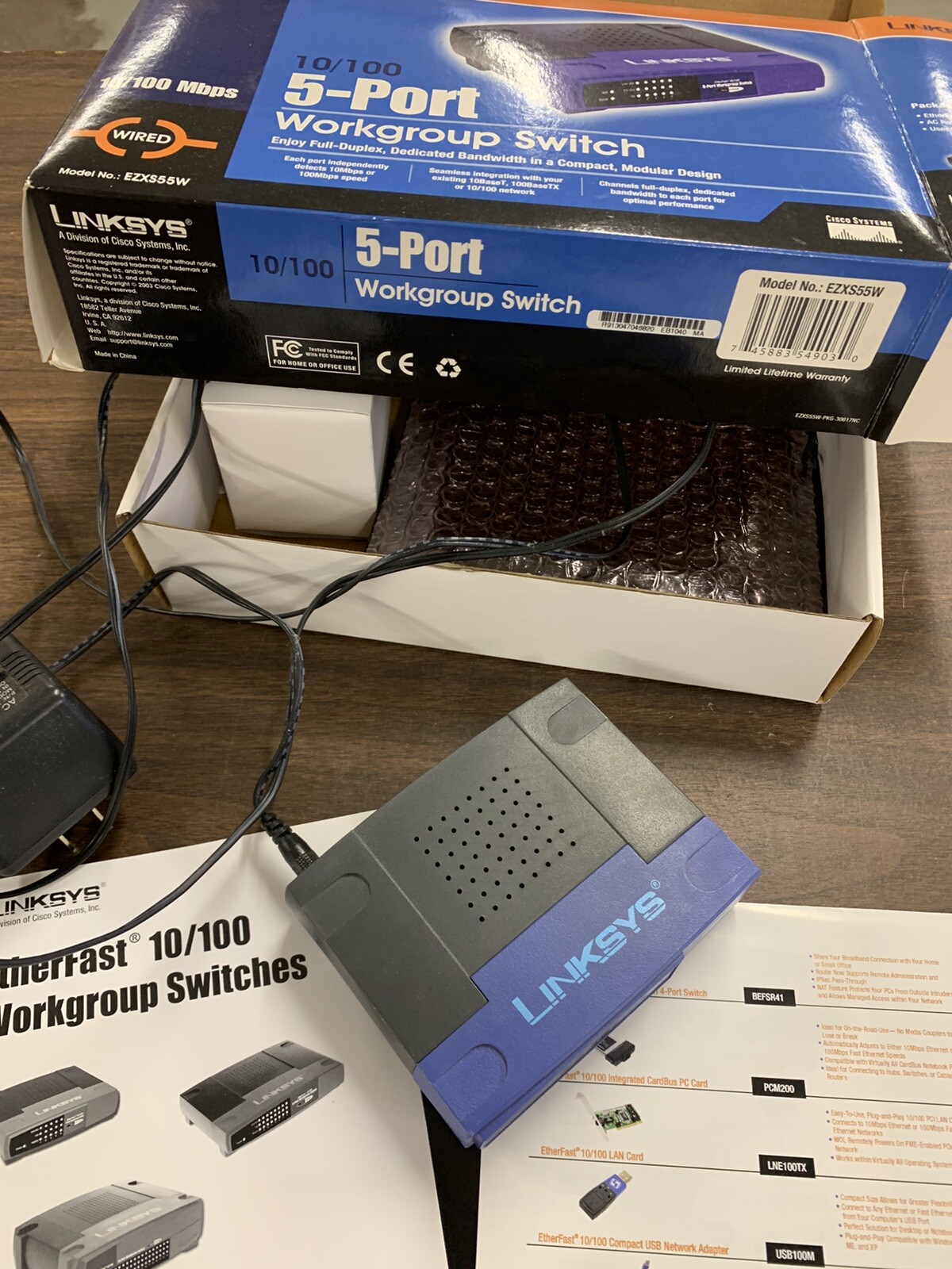 LINKSYS 10/100 5-PORT Workgroup Switch Model #EZXS55W - Pre-Owned