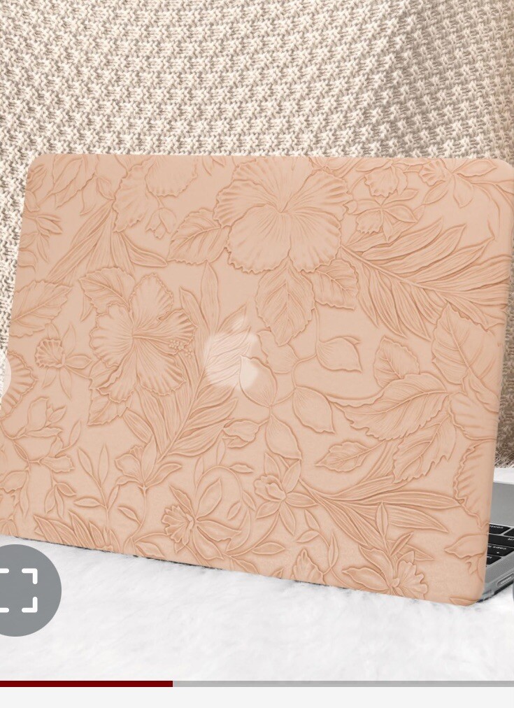 Carved Flower PU Leather Hard Case For Macbook M3 M4 Pro Max 14”