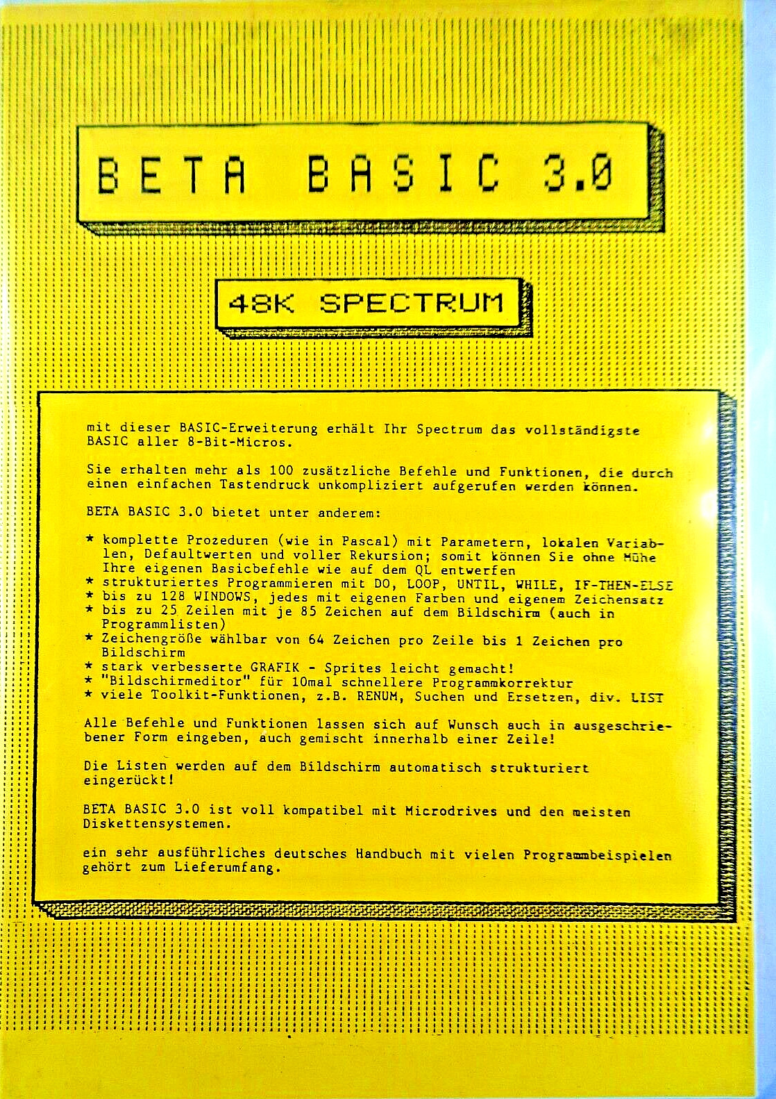 SINCLAIR ZX SPECTRUM -- BETA BASIC 3.0 (BETASOFT)