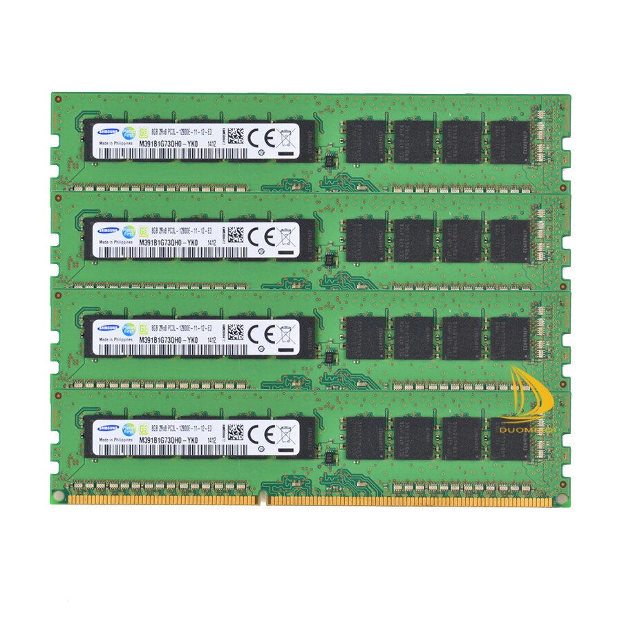 32 GB SAMSUNG 4PCS 8GB DDR3-1600MHz PC3L-12800E ECC UDIMM RAM M391B1G73BH0-YK0 @
