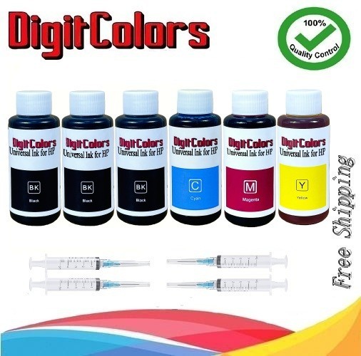 4-Color Bulk Ink Refill Kit for HP Inkjet Printer Cartridges 600ml Total