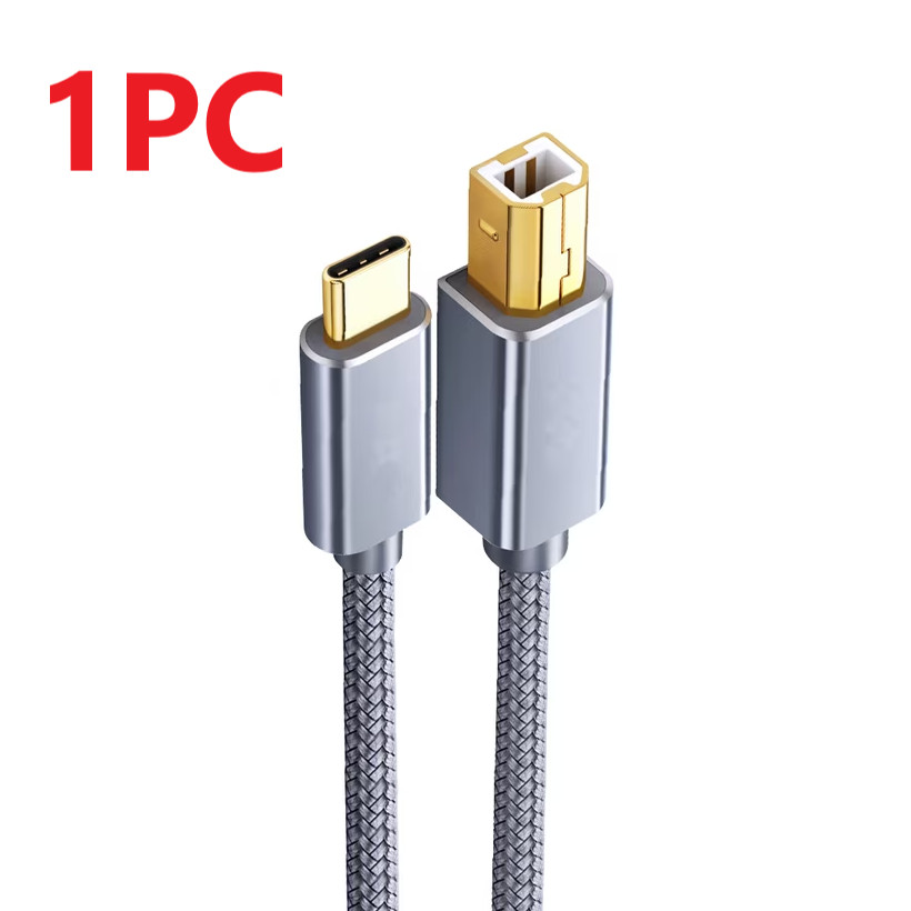 2Pcs USB-C to USB-B 2.0 Cable For Nylon Epson HP Canon Brother Printer Scanner