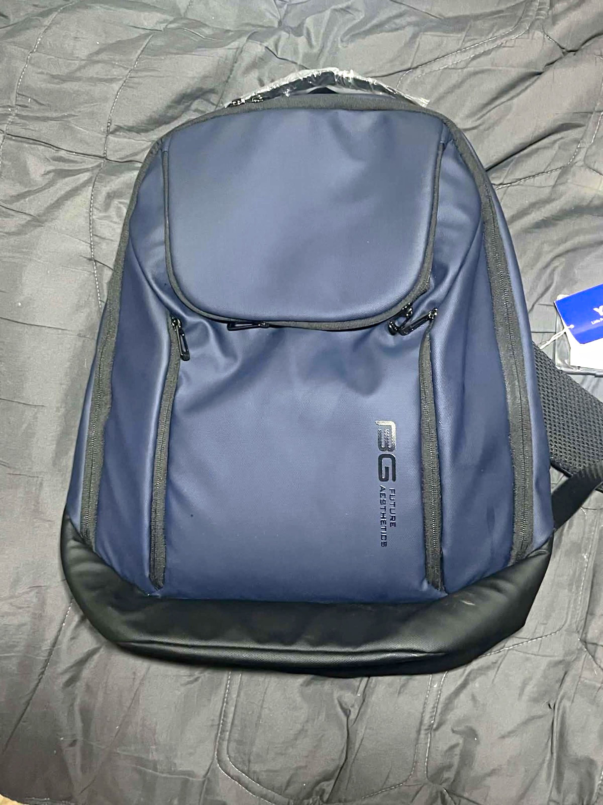 BANGE 8923 Blue/Black Polyester 15" Laptop Backpack Padded w/ Built-In USB