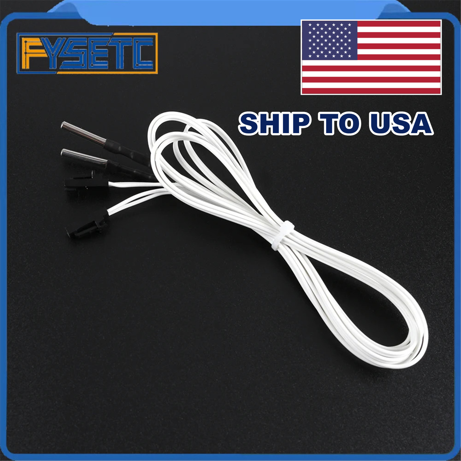 2Pcs 3D Printer Parts HT-NTC100K Thermistor Temperature Sensor L 1M for 350 Degr