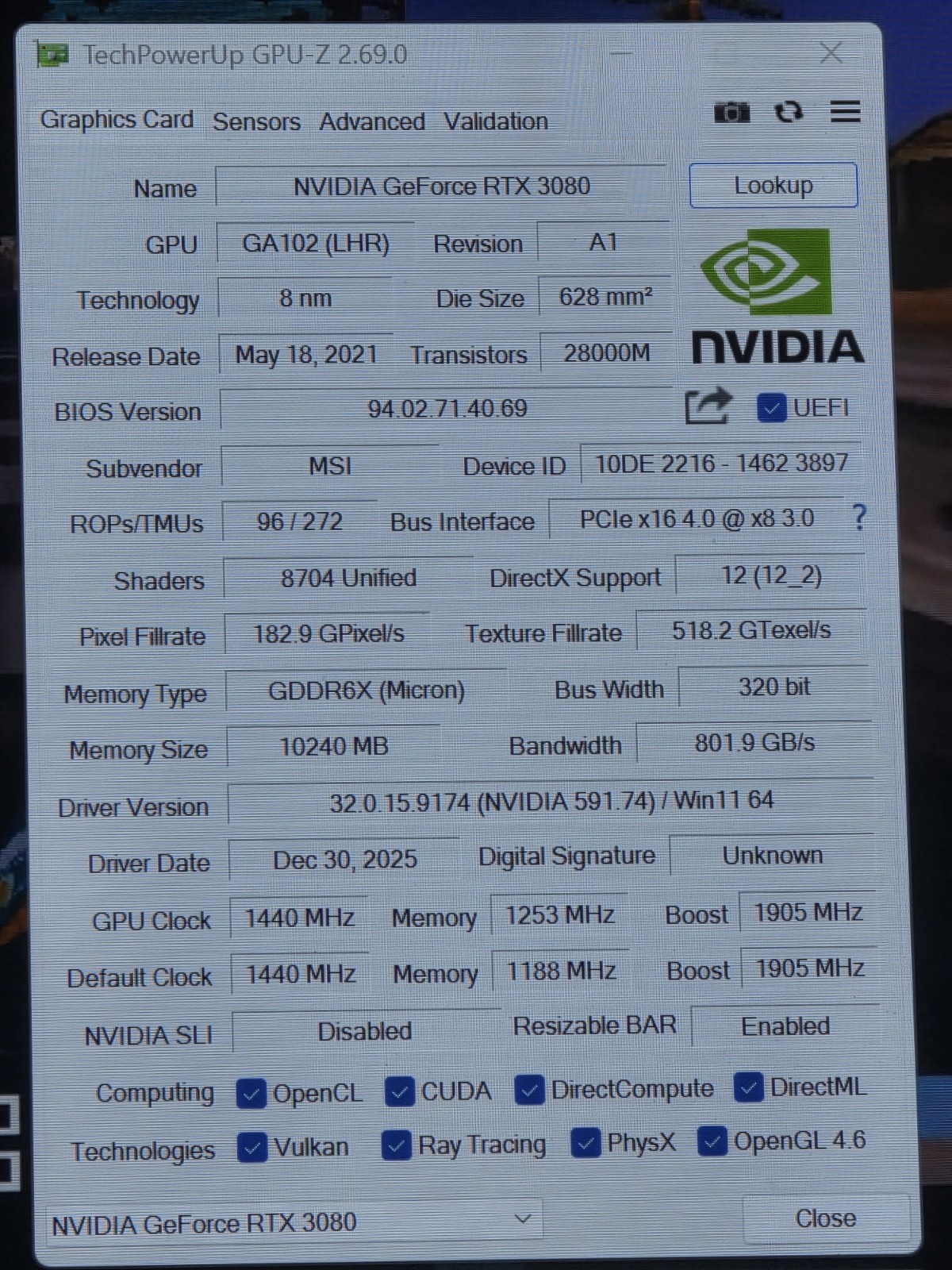 MSI GeForce RTX 3080 SUPRIM X 10G GPU Graphics card