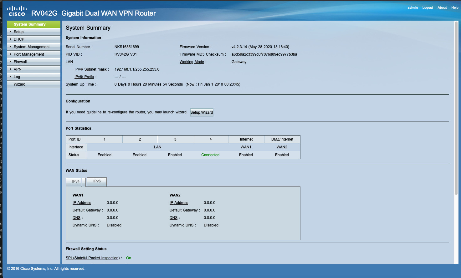 Cisco RV042G Gigabit Dual WAN VPN Router