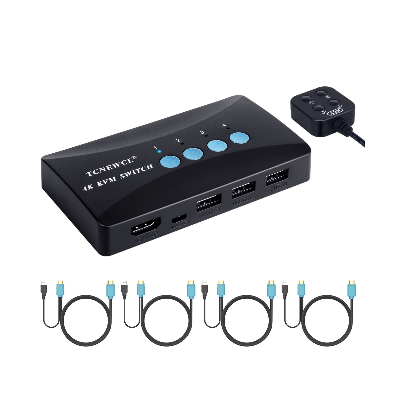 KVM Switch, USB HDMI Switcher 4Kx2K@30Hz for 4 Computers Sharing 1 HD Monitor...