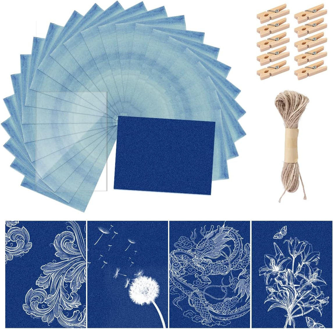 30 Pcs Cyanotype Paper Sun Print Paper Kit High Sensitivity Nature Drawing Print