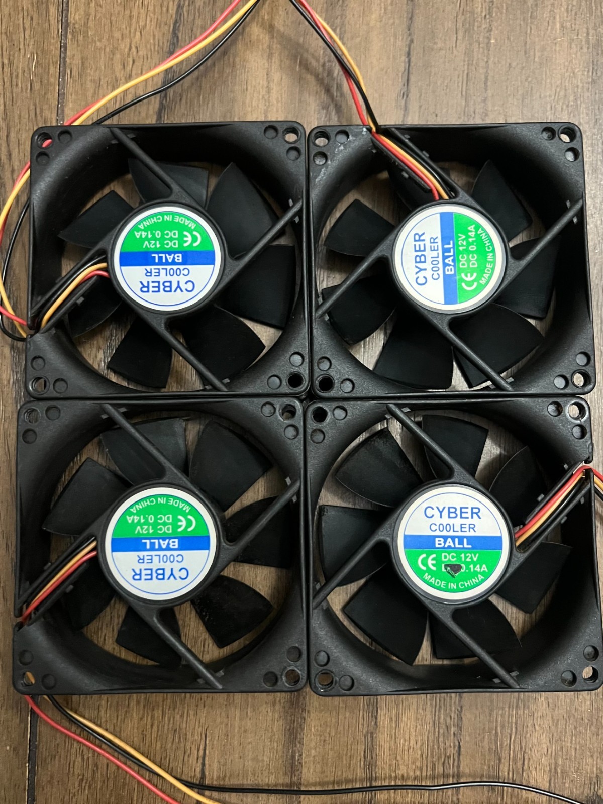 Lot of 4 Cyber Cooler Computer Cooling Fans 12V