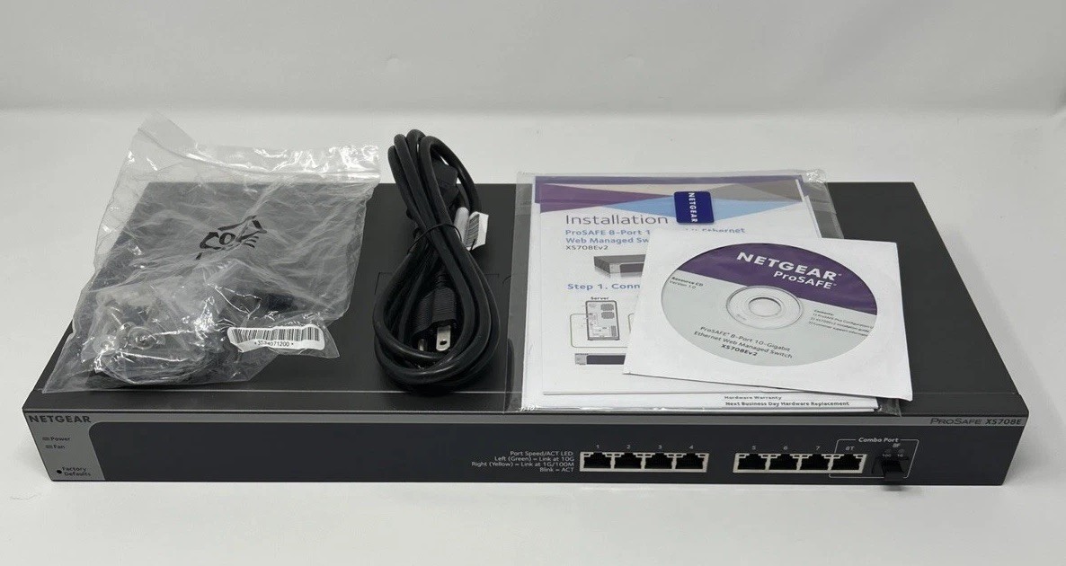 NETGEAR ProSAFE XS708E V2, an 8-port 10 Gigabit Ethernet Managed Switch. In Box.