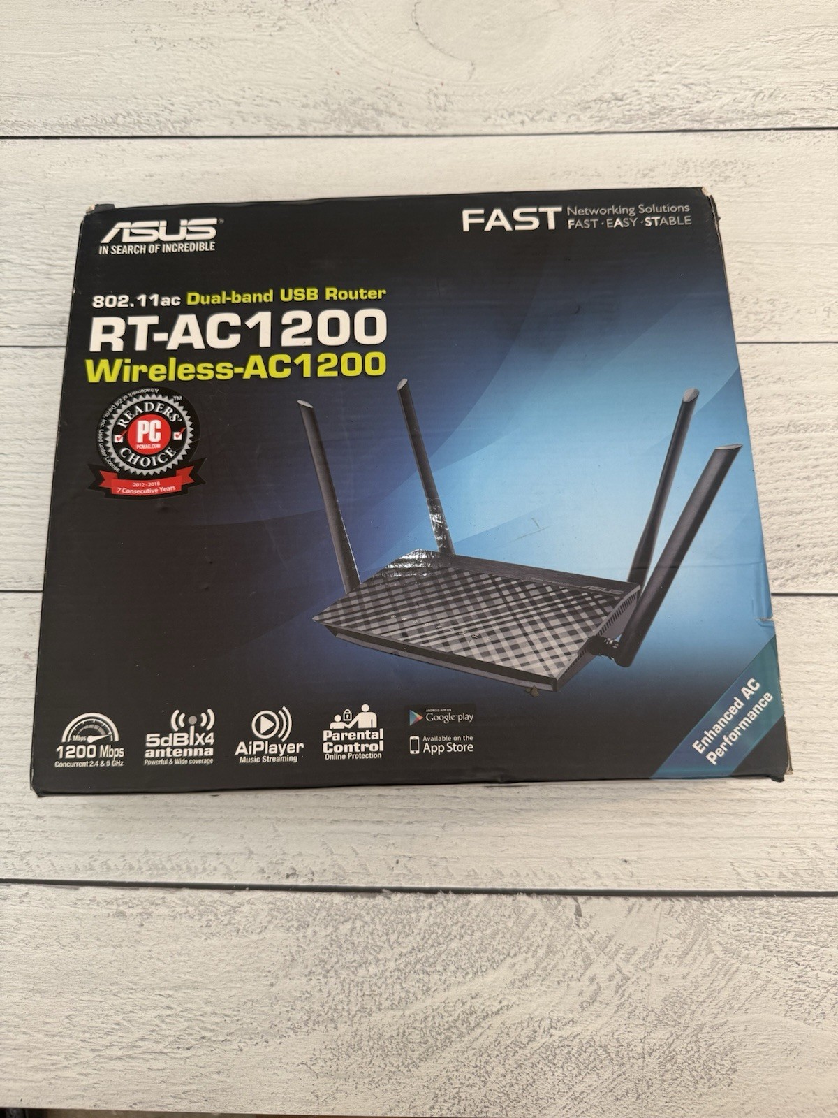 ASUS RT‑AC1200 Dual‑Band Wireless‑AC1200 Router – Complete in Box – Not Tested