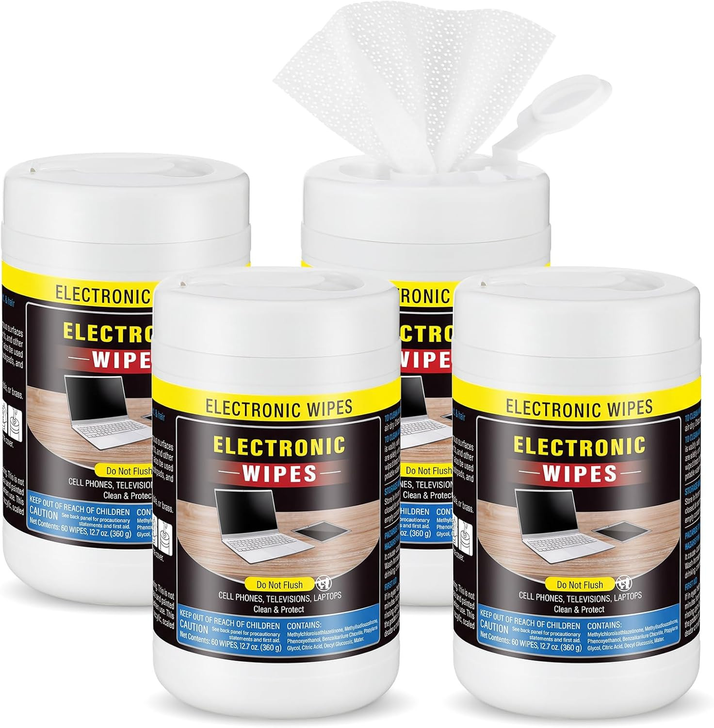 Threlaco 4 Pack 240 Count Electronic Screen Cleaning Wipes,Standard Style